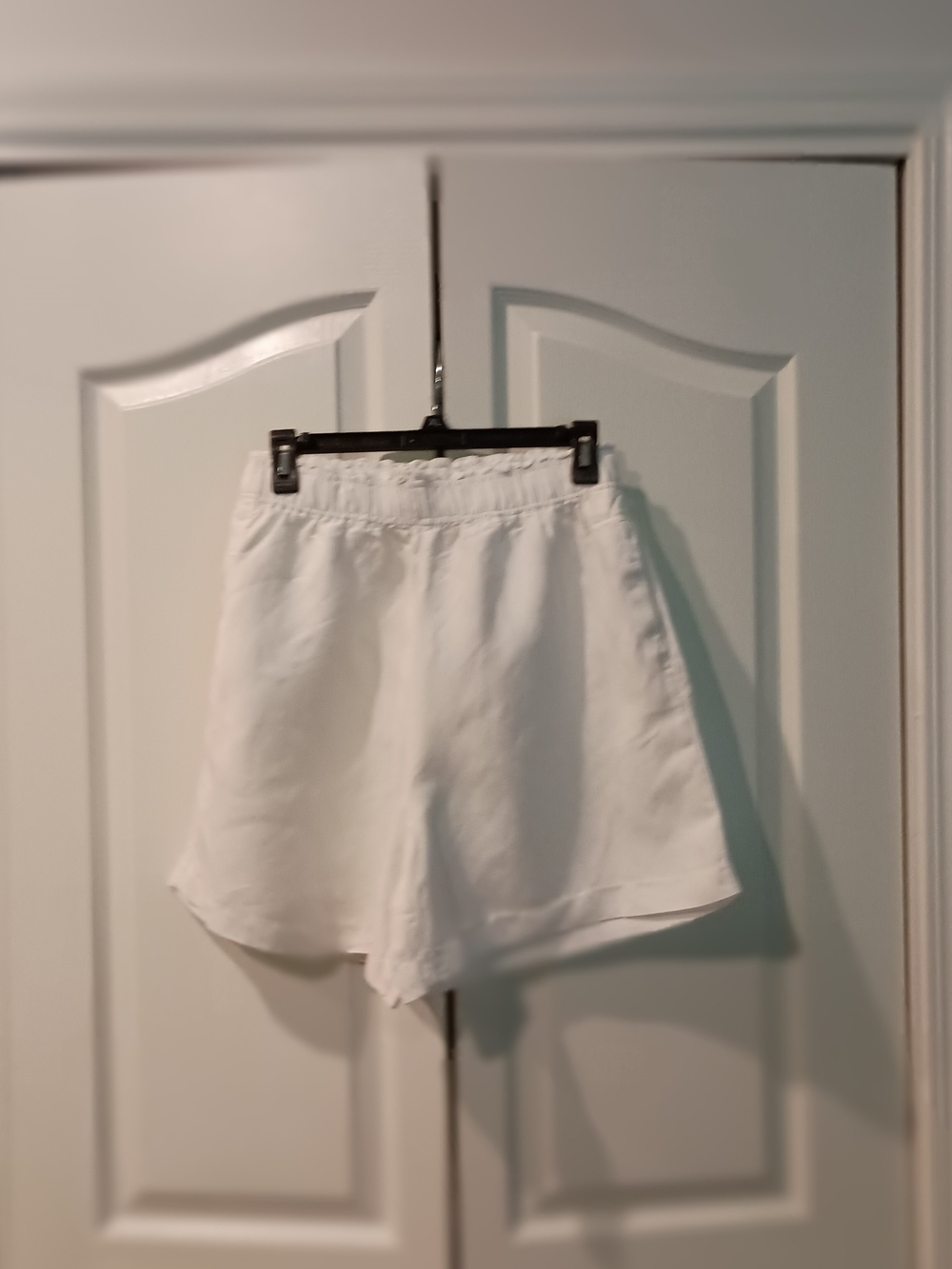 Melange White High-Waist Elastic-Rise Women’s Shorts